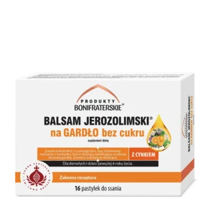 Balsam Jerozolimski na gardło bez cukru, 16 pastylek do ssania – Produkty Bonifraterskie