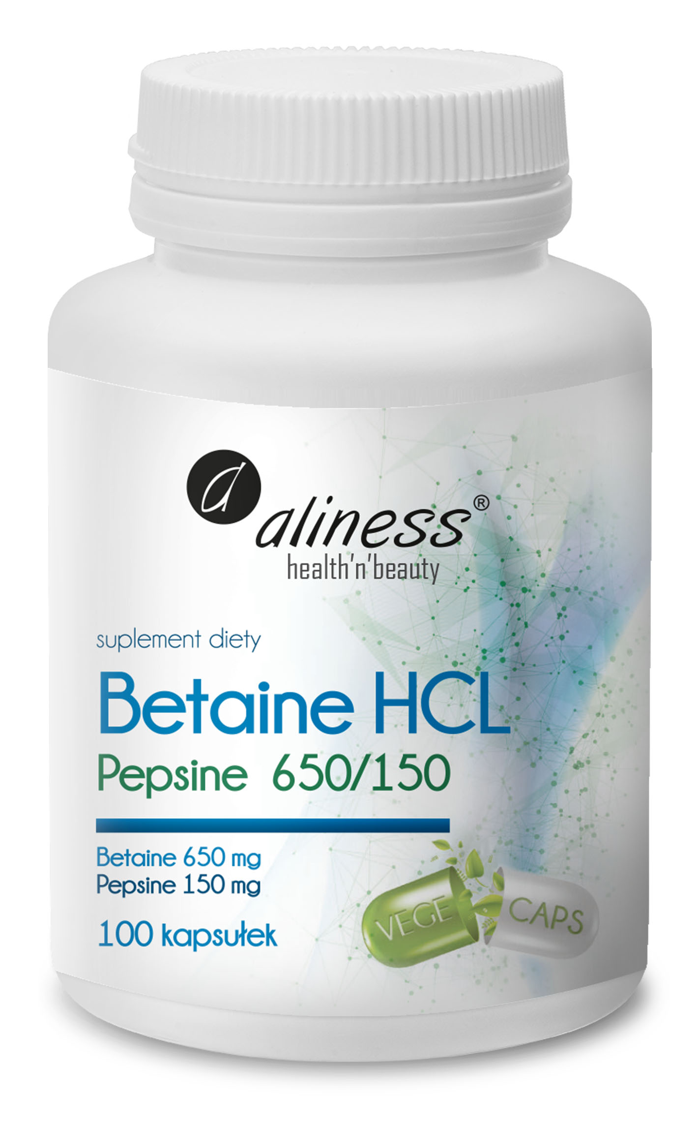 Betaina HCL + Pepsyna 650/150 mg, 100 kaps. – Aliness