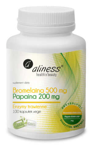 Bromelaina 500 mg + Papaina 200 mg, 100 kaps. vege – Aliness