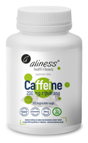 Caffeine Kofeina 200 mg + guarana, 100 kaps. vege – Aliness