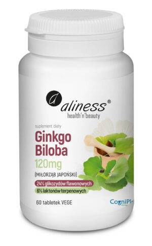 Ginkgo Biloba miłorząb japoński 120 mg, 60 tabl. – Aliness