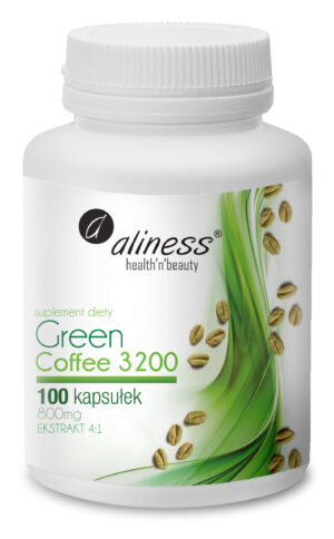 Green Coffee 3200 (Zielona kawa, ekstrakt), 100 kaps. – Aliness