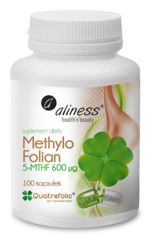 Methylo Folian Kwas foliowy 5-MTHF 600 µg, 100 kaps. vege – Aliness