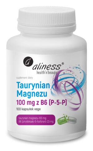 Taurynian Magnezu 100 mg + Witamina B6 (P-5-P), 100 kaps. – Aliness