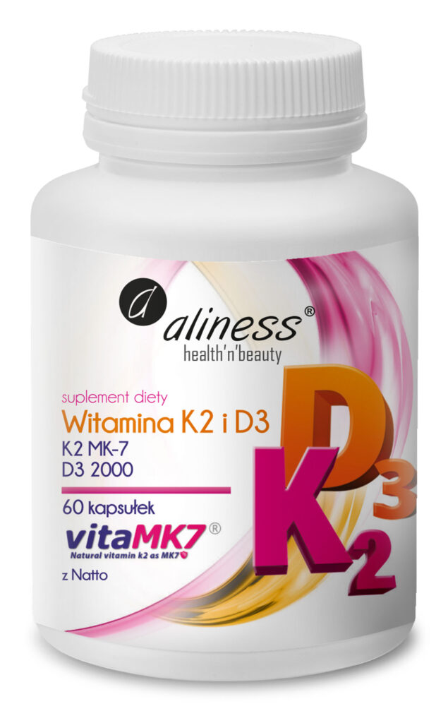 Witamina K2 MK-7 100 µg z natto + D3 2000 IU, 60 kaps. – Aliness
