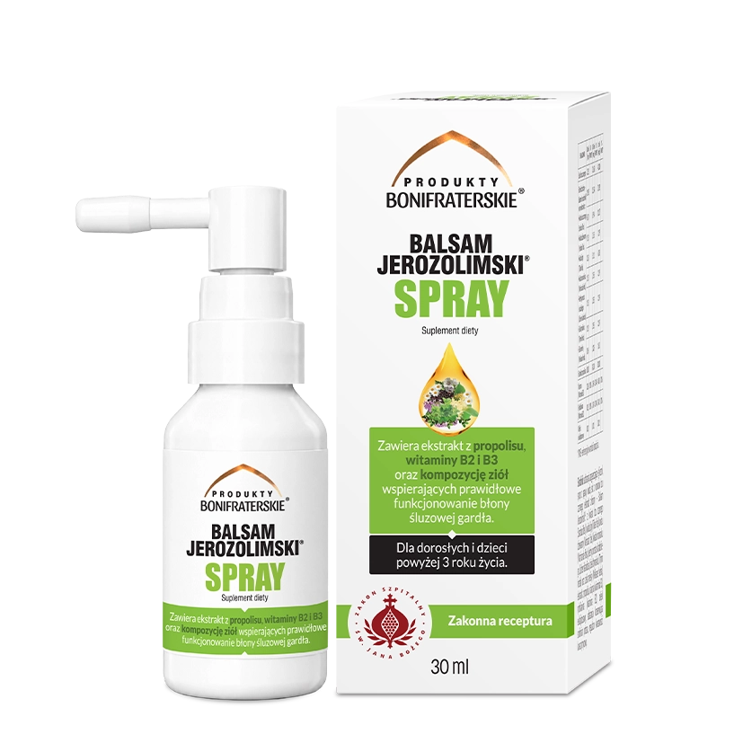 Balsam Jerozolimski spray do gardła, 30 ml – Produkty Bonifraterskie