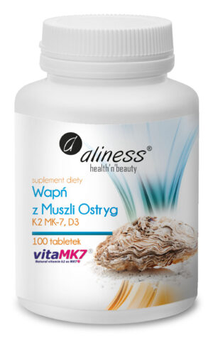 Wapń z muszli ostryg z K2 MK7 i D3, 100 tabl. – Aliness