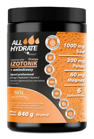 ALLHydrate Izotonik Orange + aminokwasy, 840 g – Aliness